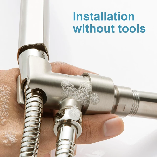 Alt view image 6 of 7 - Shower Head Holder All Metal for Handheld Shower Head, Brushed Nickel Adjustable Shower Arm Mount with Solid Brass Pivot Ball, 1/2 in IPS Female Inlet and Male Outlet