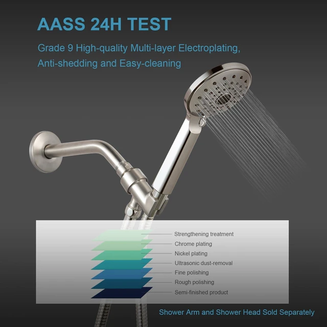 Alt view image 7 of 7 - Shower Head Holder All Metal for Handheld Shower Head, Brushed Nickel Adjustable Shower Arm Mount with Solid Brass Pivot Ball, 1/2 in IPS Female Inlet and Male Outlet