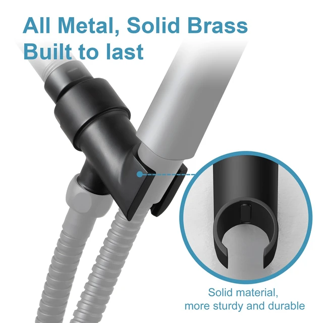Alt view image 5 of 7 - Shower Head Holder All Metal for Handheld Shower Head, Adjustable Shower Arm Mount with Solid Brass Pivot Ball, 1/2 in IPS Female Inlet and Male Outlet, Matte Black