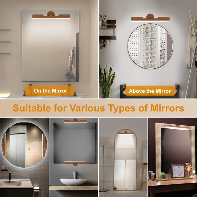 Alt view image 6 of 7 - Rechargeable Vanity Light for Mirror, Light Wood 4000mAh Battery, Touch Dimming, 3 Color Modes and 360° Adjustable Magnetic Design for Makeup Mirrors and Bathrooms