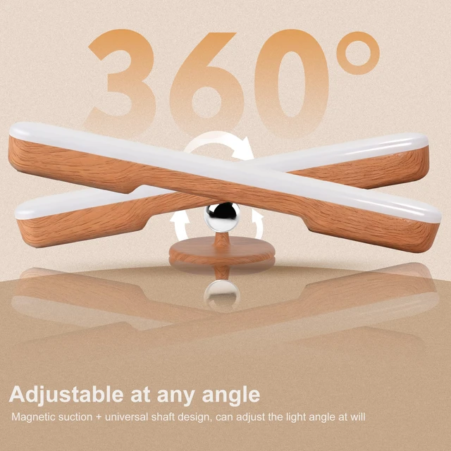 Alt view image 5 of 7 - Rechargeable Vanity Light for Mirror, Light Wood 4000mAh Battery, Touch Dimming, 3 Color Modes and 360° Adjustable Magnetic Design for Makeup Mirrors and Bathrooms