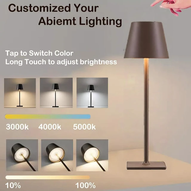 Alt view image 5 of 7 - 4 Pack Brown Cordless Table Lamps-Wireless Rechargeable Lamps Bulk of 4,Waterproof Outdoor Table Lamp for Patio/Restaurant/Dinner Dining Tabletop Lights/Kitchen,Multiple Battery Operated Lamps