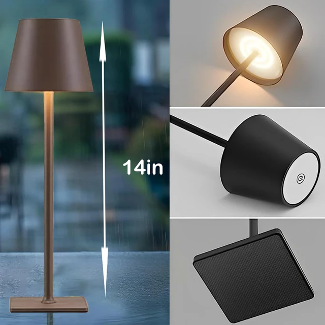 Alt view image 6 of 7 - 4 Pack Brown Cordless Table Lamps-Wireless Rechargeable Lamps Bulk of 4,Waterproof Outdoor Table Lamp for Patio/Restaurant/Dinner Dining Tabletop Lights/Kitchen,Multiple Battery Operated Lamps