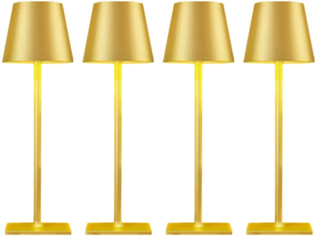 Main image of 4 Pack Gold Led Cordless Table Lamps-Rechargeable Lamp Set of 4,Tabletop Lighting Outdoor Table Top Light for Restaurant Tables | Dinner | Kitchen Counter Top | Bulk of 4 Wirelss Lamps,Multi-Pack