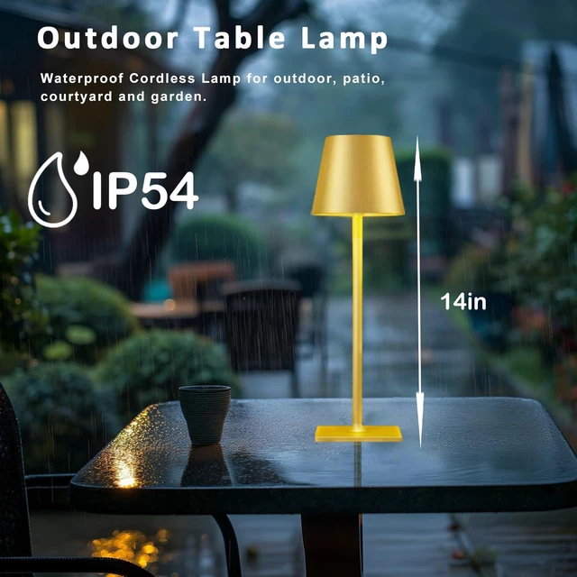 Alt view image 6 of 7 - 4 Pack Gold Led Cordless Table Lamps-Rechargeable Lamp Set of 4,Tabletop Lighting Outdoor Table Top Light for Restaurant Tables | Dinner | Kitchen Counter Top | Bulk of 4 Wirelss Lamps,Multi-Pack