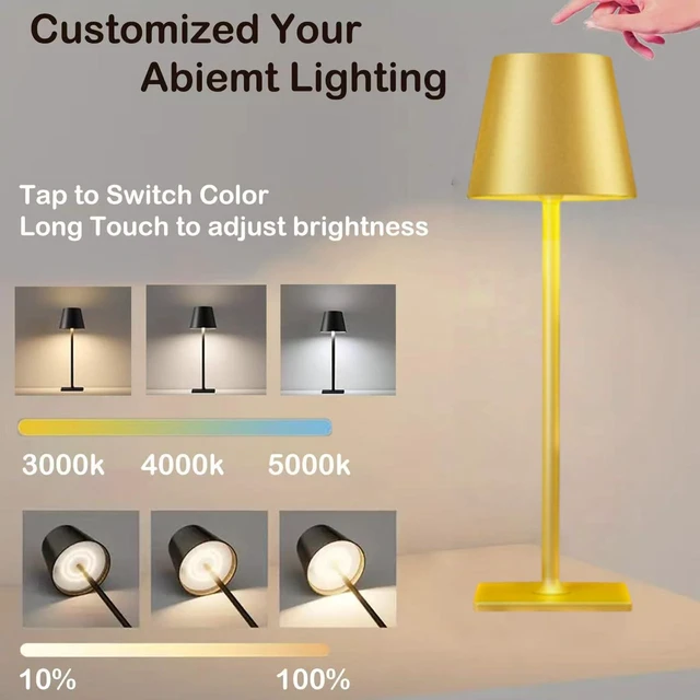 Alt view image 7 of 7 - 4 Pack Gold Led Cordless Table Lamps-Rechargeable Lamp Set of 4,Tabletop Lighting Outdoor Table Top Light for Restaurant Tables | Dinner | Kitchen Counter Top | Bulk of 4 Wirelss Lamps,Multi-Pack
