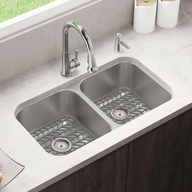 Alt view image 7 of 7 - Silicone Sink Protectors for Kitchen Sink, 12" x 11" Mat for bottom of sink, Center Drain Hole, Protect from Stains, Scratches, Dishwasher Safe Grid for Kitchen (2 Pack, Gray)