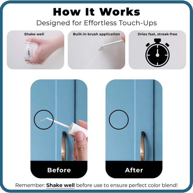 Alt view image 6 of 7 - Touch-Up Paint | Matte Finish for Cabinets, Walls, Doors & Furniture | Multi-Tone Blue Repair Kit | Quick-Dry, Self-Priming, Low-Odor, Eco-Friendly | No-Sanding or Primer Needed | 3 Pack