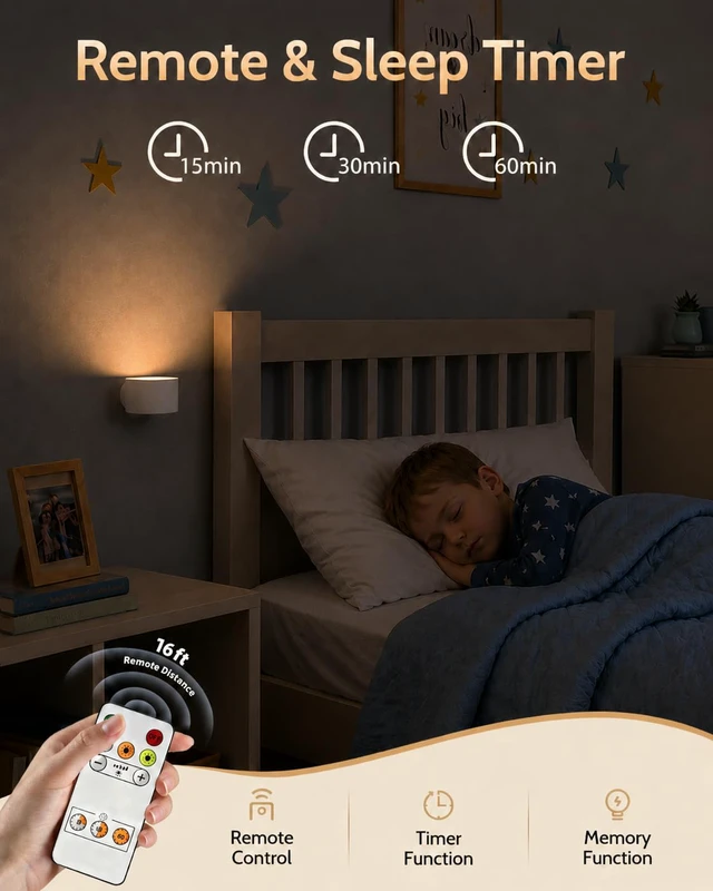 Alt view image 4 of 7 - LED Wall Sconces, Rechargeable Wall Lights, White, 1 Pack Cordless Design, 3 Color Temperatures, Dimmable, Remote & Touch Control, 360° Rotation, Bedroom & Living Room