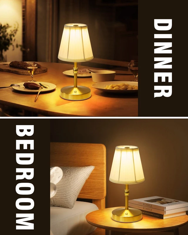 Alt view image 6 of 7 - 5W Mini Cordless Lamp Gold,3000 mah Small Battery Operated Lamp,Vintage Small Table Lamps,3 Level Dimmable Rechargeable Lamps,Decorative Dining Table Light,Mini Lamps for Kitchen,Nightstand,Bedroom