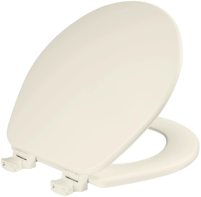 Main image of CHURCH Toilet Seat, Easy Clean Hinges Release for Deep Cleans, Durable Enameled Wood Seat, Round, Biscuit