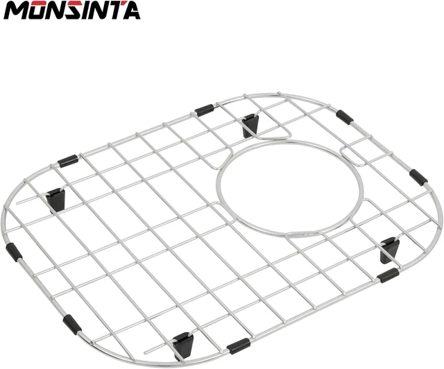 Alt view image 2 of 7 - Sink Protectors for Kitchen Sink, Sink Grids 13" x 16" Big Kitchen Sink Grate, 11 1/4 x 14 1/2 Small Kitchen Sink Grid with Rear Drain for Single Sink Bowl, Sink Bottom Grid, 2 Pack