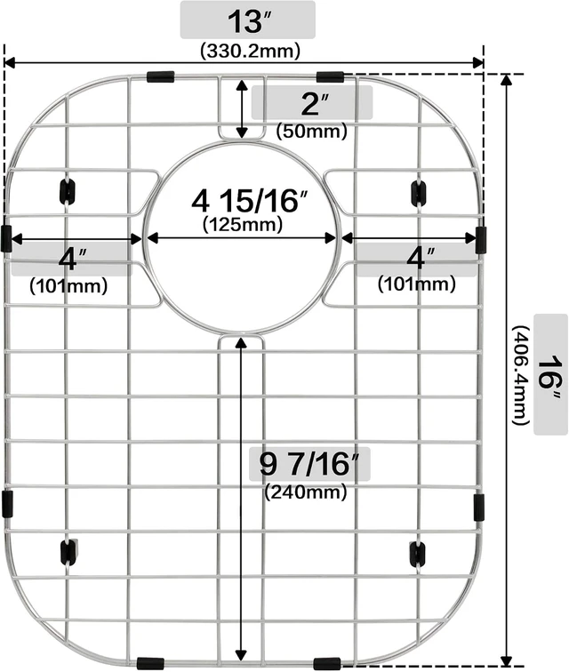 Alt view image 3 of 7 - Sink Protectors for Kitchen Sink, Sink Grids 13" x 16" Big Kitchen Sink Grate, 11 1/4 x 14 1/2 Small Kitchen Sink Grid with Rear Drain for Single Sink Bowl, Sink Bottom Grid, 2 Pack