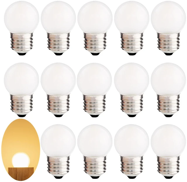 Main image of 15 Pack G40 1.5W Low Wattage Led Bulb Equal 15 Watt Light Bulbs Standard E26 Base Non-Dimmable for Home Decorative Lighting Outdoor String 150Lumen Frosted Soft Warm White 2700K
