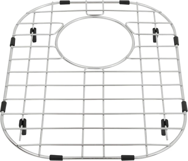 Alt view image 4 of 7 - Sink Protectors for Kitchen Sink, Sink Grids 13" x 16" Big Kitchen Sink Grate, 11 1/4 x 14 1/2 Small Kitchen Sink Grid with Rear Drain for Single Sink Bowl, Sink Bottom Grid, 2 Pack