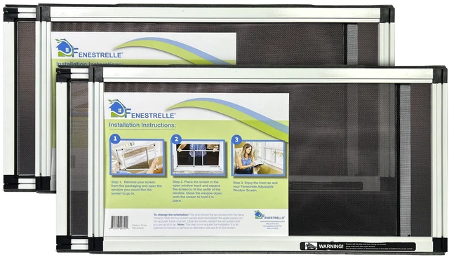 Main image of Expandable Window Screen, 10 H × 1936 W Horizontal, 2-Pack 2Way Adjustable Window Screen, Flame Resistant Fiberglass Mesh, Durable Aluminum Frame with Built-In Weatherstrip