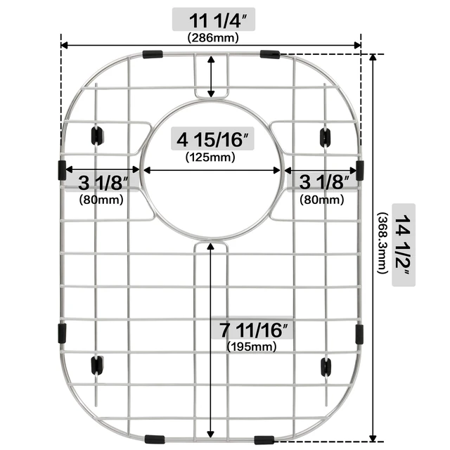 Alt view image 6 of 7 - Sink Protectors for Kitchen Sink, Sink Grids 13" x 16" Big Kitchen Sink Grate, 11 1/4 x 14 1/2 Small Kitchen Sink Grid with Rear Drain for Single Sink Bowl, Sink Bottom Grid, 2 Pack