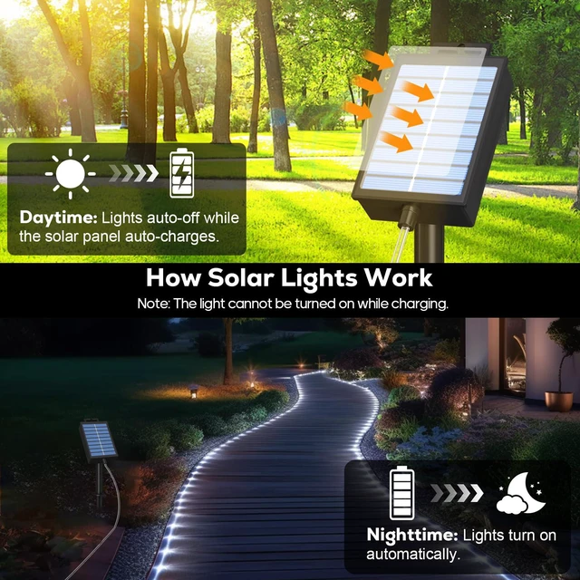 Alt view image 4 of 7 - Solar Rope Lights Outdoor, 39FT 100 LED (Cool White, 39FT) With Remote, Waterproof, 8 Modes, for Outdoor Patio Porch Tree Wedding Christmas Pool Garden Decorative