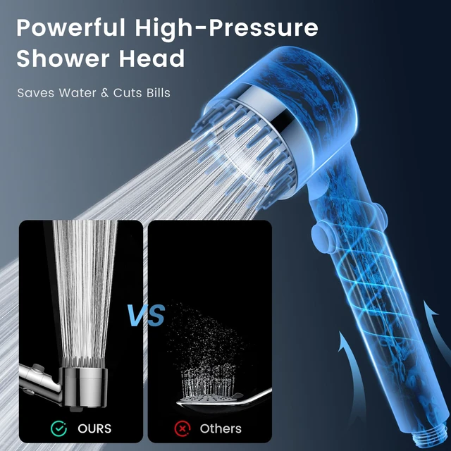 Alt view image 4 of 7 - Filtered Shower Head with Handheld 2PCS Filters ShowerHead 4 Spray, High Pressure Shower Heads with ON/OFF Button, Water Softener for Hard Water, 70" Hose, Remove Chlorine