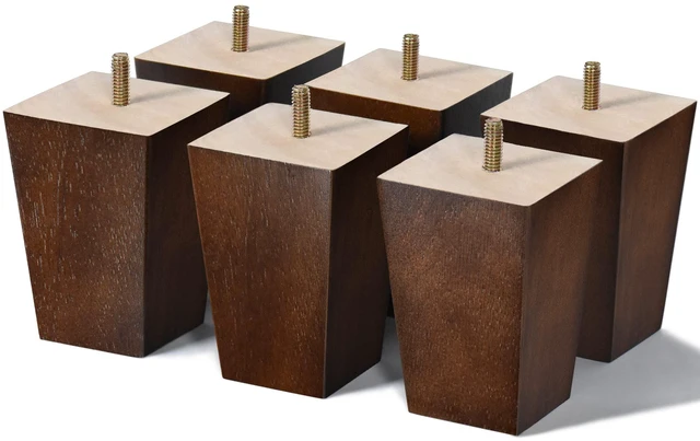 Main image of 4 inch Wood Furniture Legs Sofa Legs Set of 6 Square Couch Legs Mid-Century Modern Replacement Legs for Armchair,Recliner, Dresser, Sideboard