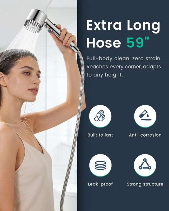 Alt view image 7 of 7 - Filtered Shower Head with Handheld 2PCS Filters ShowerHead 4 Spray, High Pressure Shower Heads with ON/OFF Button, Water Softener for Hard Water, 70" Hose, Remove Chlorine