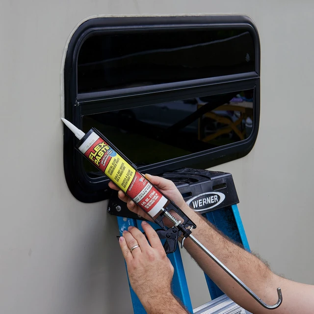 Alt view image 4 of 6 - Rubberized Waterproof Sealant Paste, Clear, Cartridge Super thick rubber paste, fills gaps, cracks, holes, works underwater, paintable, UV resistant, walls, drywall, roof, RV