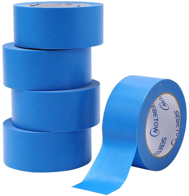 Main image of 5 Rolls Painters Tape 2 inch Wide Bulk Blue Masking Tape for Painting 55yds UV Resistant Painters Tape for Home Projects Wall Trim Edge Indoor Outdoor Clean Removal Sharp Lines Wood Glass Metal 275yds