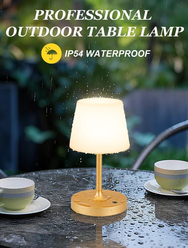 Alt view image 5 of 7 - Gold Cordless Shower Lamp Waterproof, Rechargeable Cordless Lamp with 4000mAh Battery, Touch Dimmable Table Lamp for Outdoor, Kitchen, Bathroom, Camping, Patio, IP54
