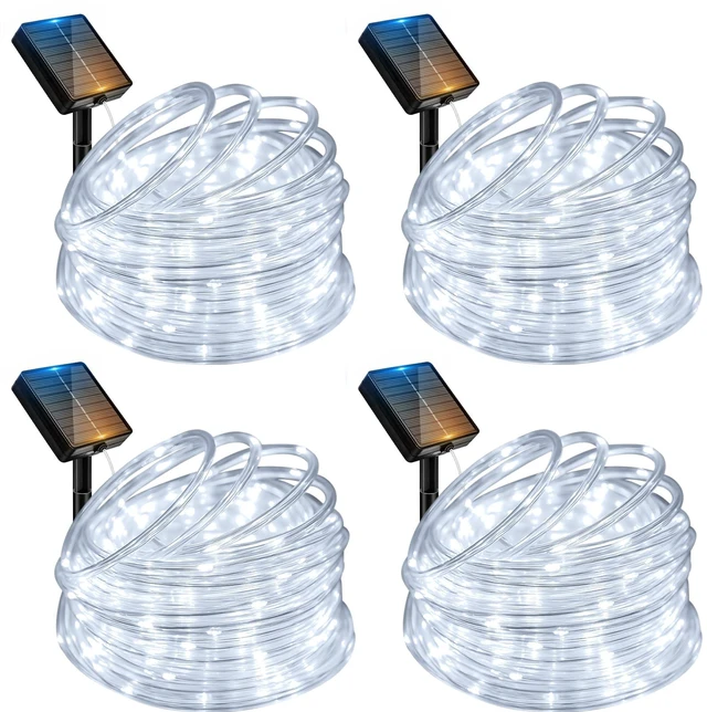 Main image of Solar Rope Lights, 120LED 46FT String Lights Outdoor Waterproof 4 Pack 8 Modes, Timer Memory Function, Tube Trampoline lighting for Outside Garden Tree Christmas Yard Patio Decor,Cool White