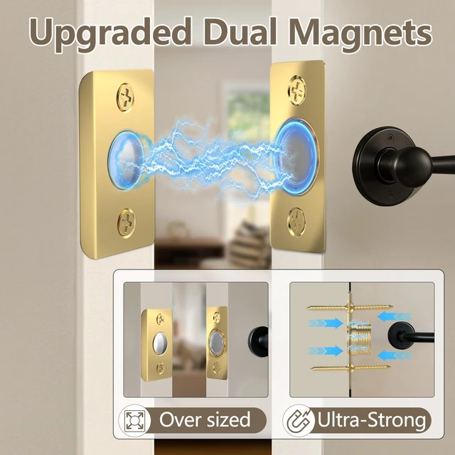 Alt view image 2 of 7 - Upgraded Strong Magnetic Door Catch, Replacement for Traditional Door Ball Catch, Quite & Easy to Install, Use for Top of Door, Closet Door, 4 Pack, Gold