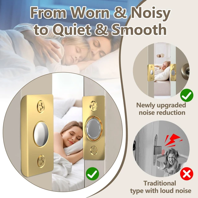 Alt view image 3 of 7 - Upgraded Strong Magnetic Door Catch, Replacement for Traditional Door Ball Catch, Quite & Easy to Install, Use for Top of Door, Closet Door, 4 Pack, Gold