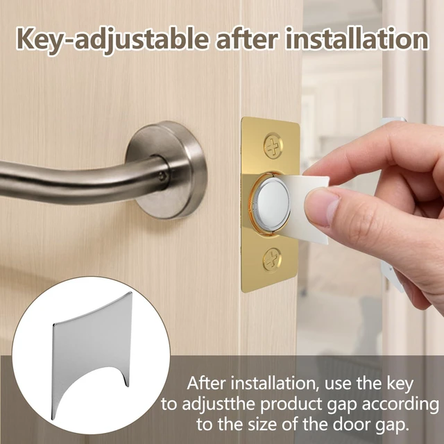 Alt view image 4 of 7 - Upgraded Strong Magnetic Door Catch, Replacement for Traditional Door Ball Catch, Quite & Easy to Install, Use for Top of Door, Closet Door, 4 Pack, Gold