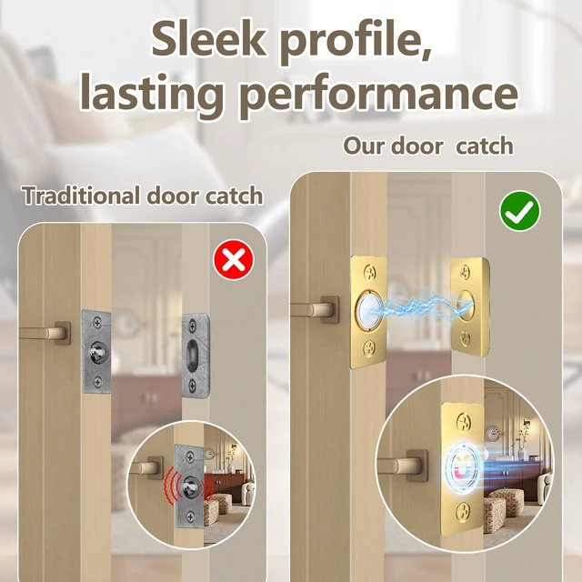 Alt view image 5 of 7 - Upgraded Strong Magnetic Door Catch, Replacement for Traditional Door Ball Catch, Quite & Easy to Install, Use for Top of Door, Closet Door, 4 Pack, Gold