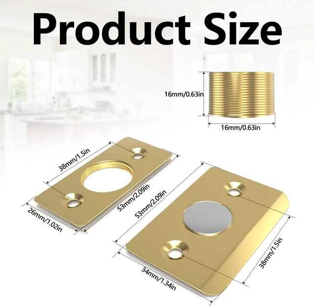 Alt view image 7 of 7 - Upgraded Strong Magnetic Door Catch, Replacement for Traditional Door Ball Catch, Quite & Easy to Install, Use for Top of Door, Closet Door, 4 Pack, Gold