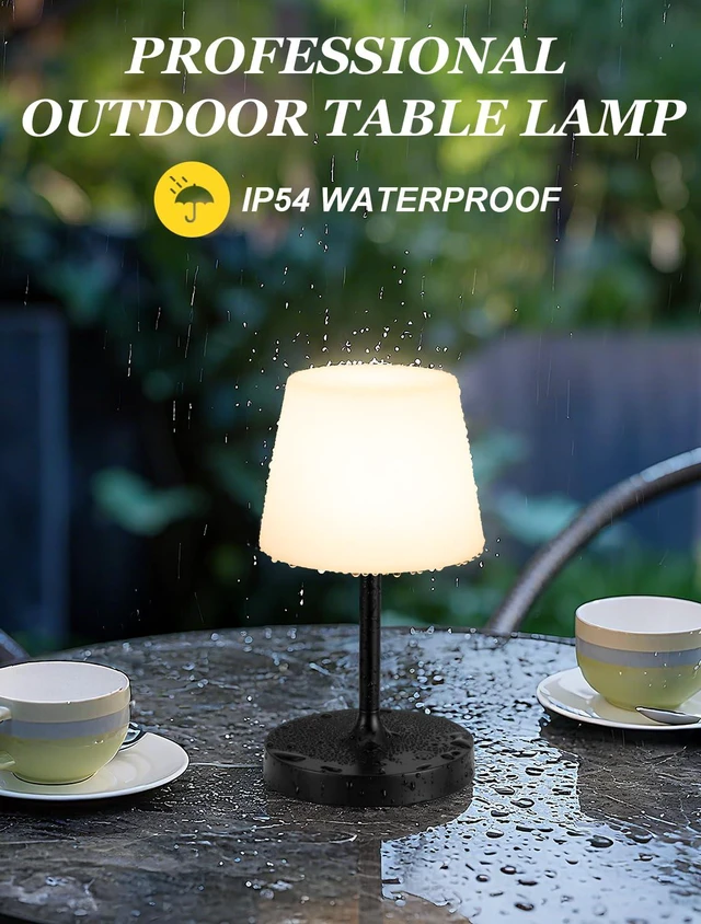 Alt view image 5 of 7 - Shower Lamp IP54 Waterproof, Cordless Rechargeable Table Lamp, Outdoor Use 4000mAh Battery Operated, Dimmable Touch Desk Light for Bathroom, Bathtub, Kitchen, Bedroom, Patio, Camping, Black 1Pack