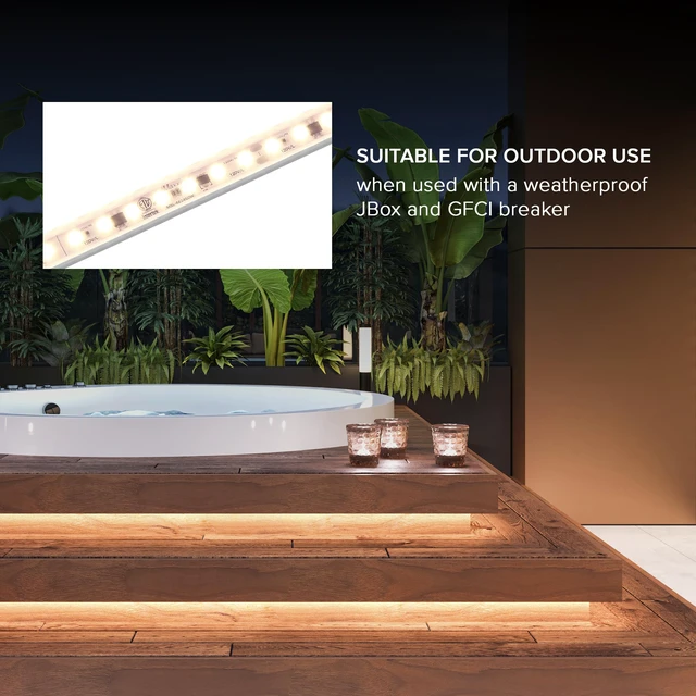 Alt view image 5 of 7 - 48 in. Hardwired LED Under Cabinet Strip Light, 1840 Lumens, 3000K Warm White, Kitchen and Living Room 120V White Cove Lighting, No Power Supply Needed