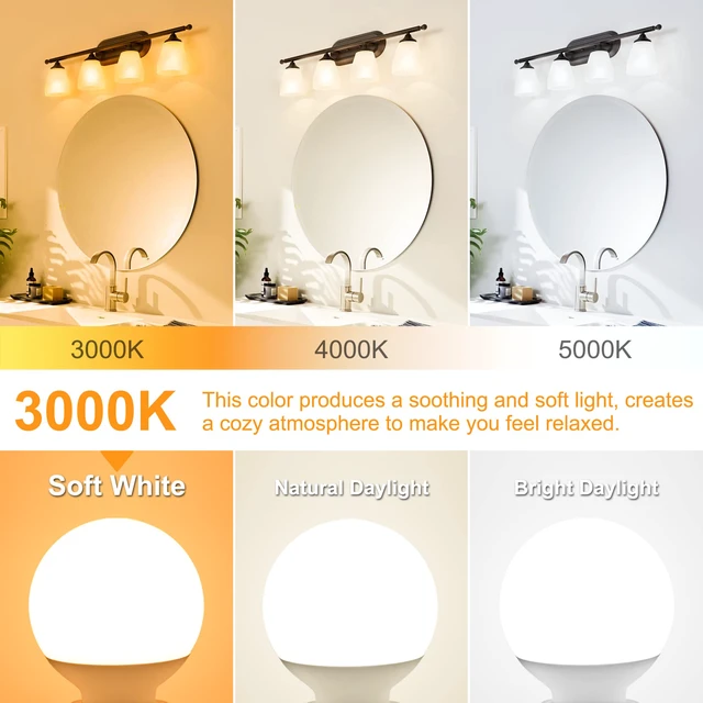 Alt view image 3 of 7 - 8 Pack G25 LED Bathroom Light Bulbs 3000K Soft White E26 Base 60W 500LM, 5W, CRI 85+, Non-dimmable Standard Base LED Globe Light bulbs for Bathroom Vanity Mirror