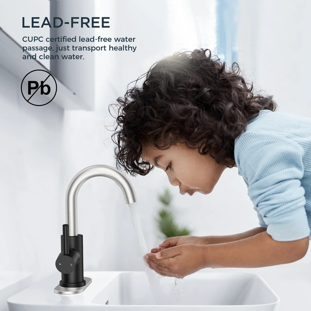 Alt view image 6 of 7 - Bathroom Faucet 1 Hole Single Handle Sink Faucet Gold and Nickel with 6-inch Deck Plate for 1 or 3 hole(4-inch centerset)Sink Setup, Supply Lines and Drain, Swivel for Bar Kitchen RV Vanity