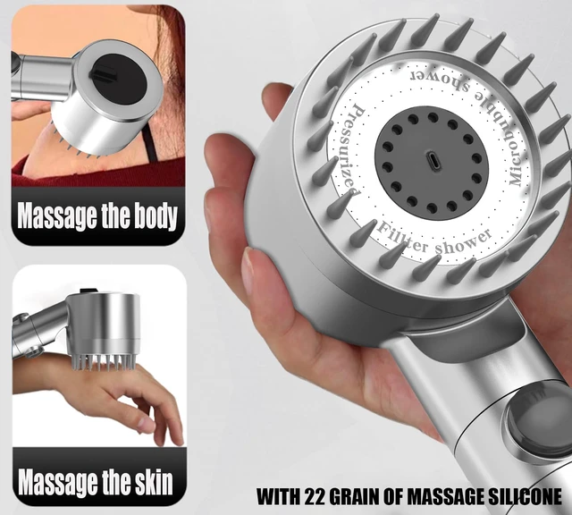Alt view image 4 of 6 - High Pressure Handheld Shower Head High Pressure Shower Heads- High Flow Even with Low Water Pressure - Hand Held Showerhead Set with 59Replacement Hose/Bracket and Cotton Filters (Premium Chrome)