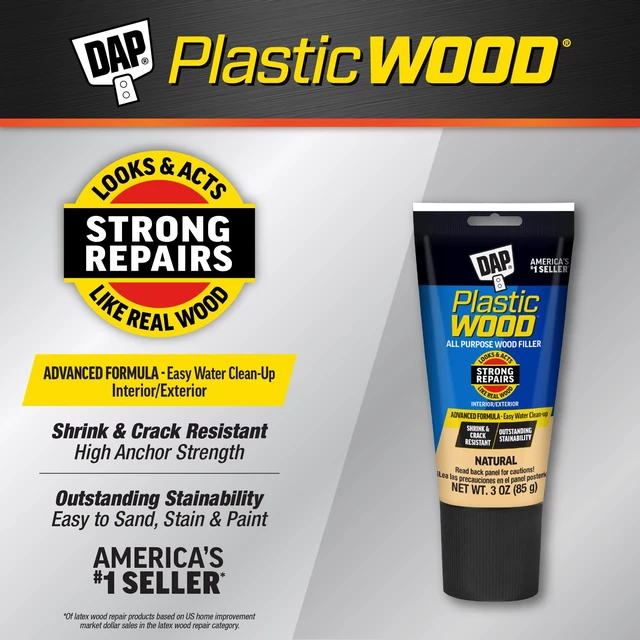 Alt view image 2 of 7 - DAP All Purpose Latex Wood Filler,Natural,3 Oz (7079800580),(Pack of 6)