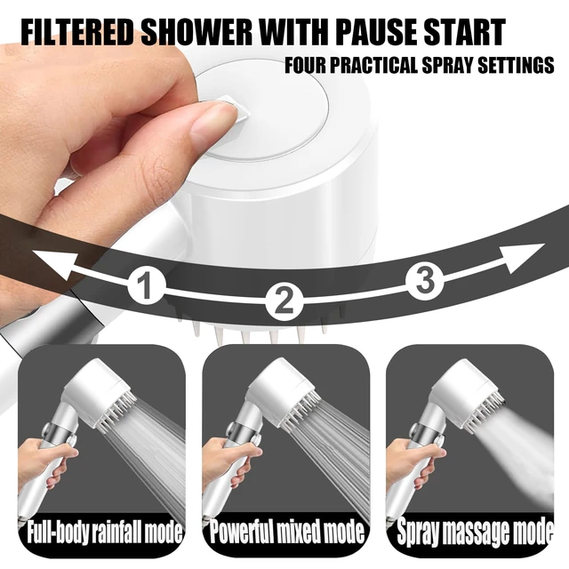Alt view image 2 of 7 - High Pressure Handheld Shower Head High Pressure Shower Heads- High Flow Even with Low Water Pressure - Hand Held Showerhead Set with 59Replacement Hose/Bracket and Cotton Filters (true white)