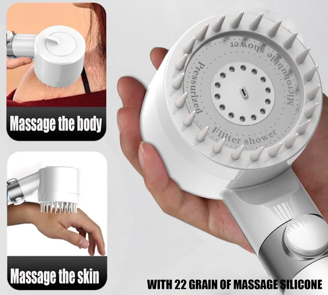 Alt view image 4 of 7 - High Pressure Handheld Shower Head High Pressure Shower Heads- High Flow Even with Low Water Pressure - Hand Held Showerhead Set with 59Replacement Hose/Bracket and Cotton Filters (true white)