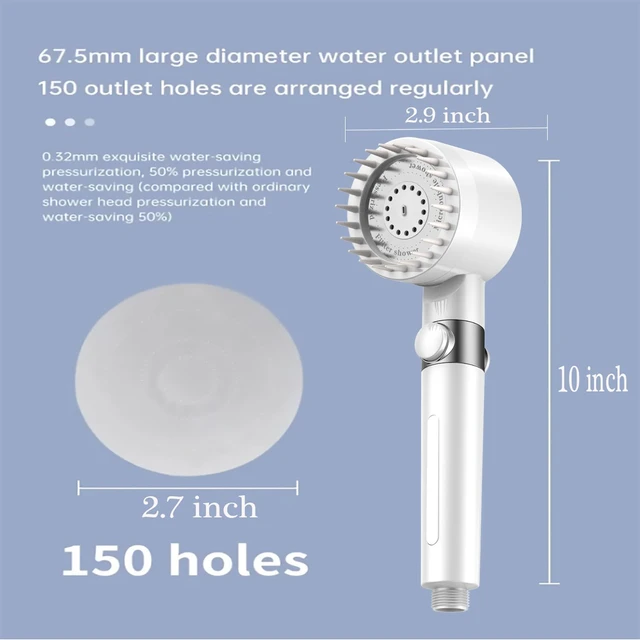 Alt view image 6 of 7 - High Pressure Handheld Shower Head High Pressure Shower Heads- High Flow Even with Low Water Pressure - Hand Held Showerhead Set with 59Replacement Hose/Bracket and Cotton Filters (true white)