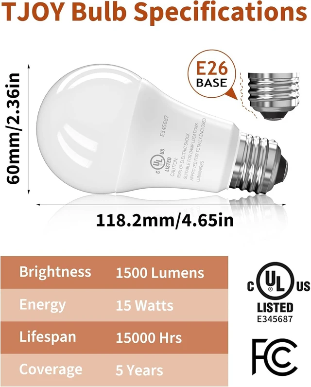 Alt view image 2 of 7 - LED Light Bulbs, 100 Watt Equivalent A19, Soft Warm White 3000K 12 Pack 15W 1500 Lumens, E26 Standard Base, Energy Saving Lightbulbs, Non Dimmable Lamp for Home Bedroom Kitchen