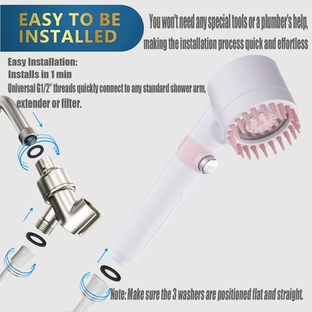 Alt view image 7 of 7 - Shower Head with Handheld, Shower Heads High Pressure, High Flow Even with Low Water Pressure-Hand Held Showerhead Set,3 Modes Filtered Showerhead with 59Replacement Hose/Bracket/Cotton Filters