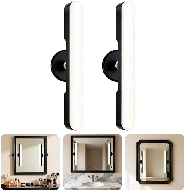 Main image of Set of 2 Wireless Vanity Makeup Lights for Mirror, Rechargeable LED Stick On Light Bar for Bathroom Mirror with Dimmable 3 CCT, Long Battery Life Cordless Light for Vanity Desk(Black)