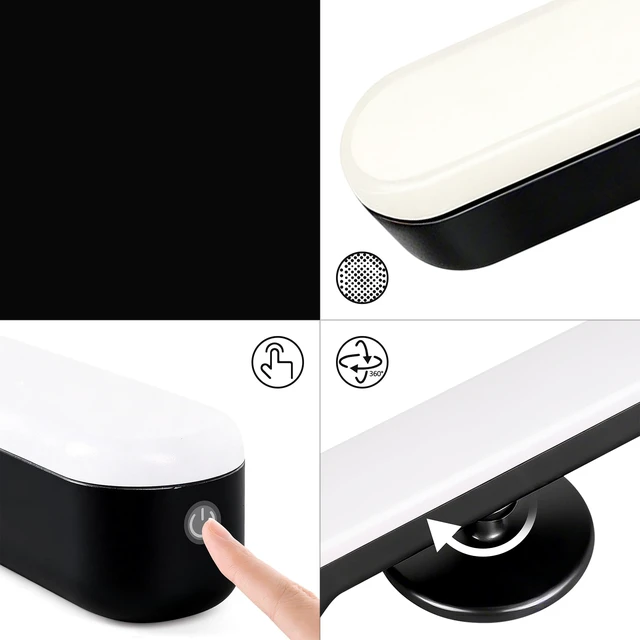 Alt view image 5 of 7 - Set of 2 Wireless Vanity Makeup Lights for Mirror, Rechargeable LED Stick On Light Bar for Bathroom Mirror with Dimmable 3 CCT, Long Battery Life Cordless Light for Vanity Desk(Black)