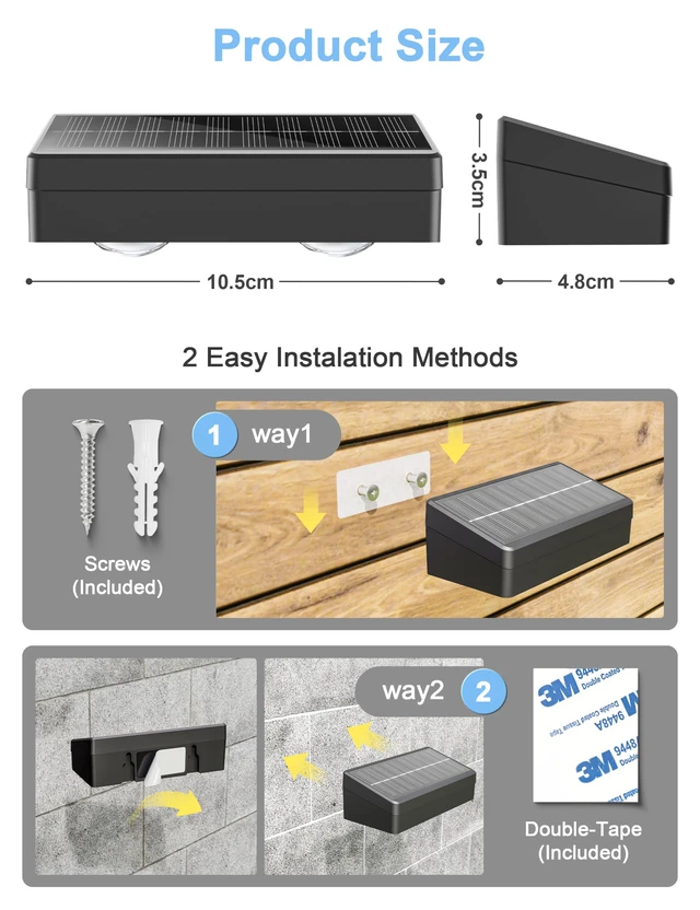 Alt view image 6 of 7 - Fence Lights Solar Powered with Remote, 9 Fixed Colors 12 Modes, Solar Fence Lights Outdoor Waterproof, Warm/Cool White, RGB LED Deck Lights for Yard/Railing/Balcony/Patio/Stair/Outside, 8 Pack
