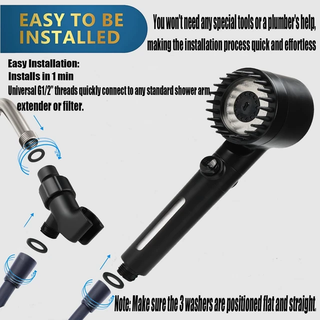 Alt view image 6 of 7 - Shower Head with Handheld, Shower Heads High Pressure, High Flow Even with Low Water Pressure-Hand Held Showerhead Set,3 Modes Filtered Showerhead with 59Replacement Hose/Bracket/Cotton Filters