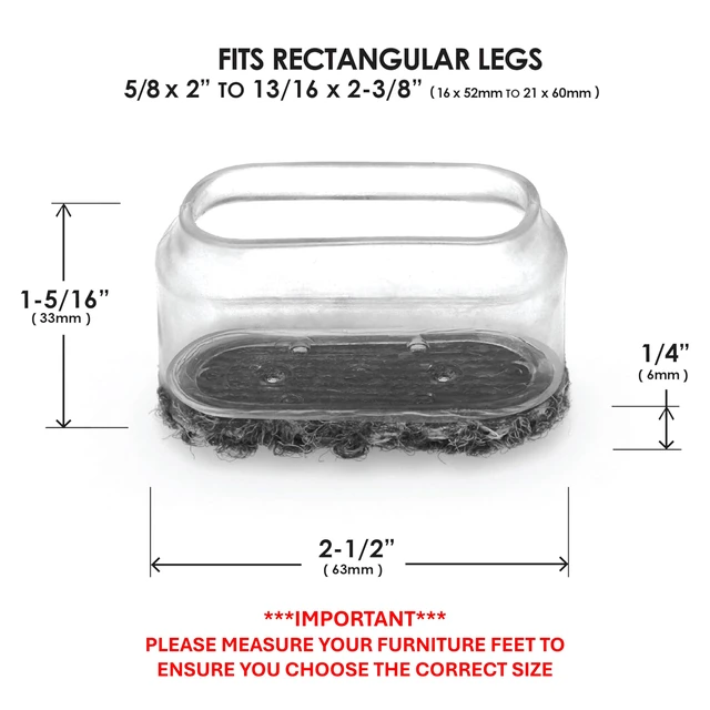 Alt view image 4 of 6 - GorillaOutdoor Berber Furniture Feet Pads with Clear Sleeve Sock (8 Pack) Weatherproof Outdoor Furniture Sliders for Rectangular Legs